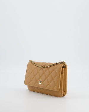 Chanel Caramel Wallet on Chain Bag in Caviar Leather with Champagne Gold Hardware