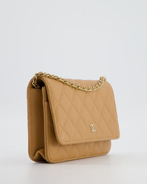 Chanel Caramel Wallet on Chain Bag in Caviar Leather with Champagne Gold Hardware