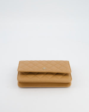 Chanel Caramel Wallet on Chain Bag in Caviar Leather with Champagne Gold Hardware