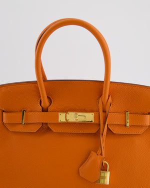 Hermès Birkin 30 Retourne Bag in Orange Togo Leather with Gold Hardware
