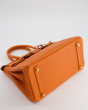 Hermès Birkin 30 Retourne Bag in Orange Togo Leather with Gold Hardware