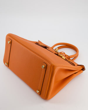 Hermès Birkin 30 Retourne Bag in Orange Togo Leather with Gold Hardware