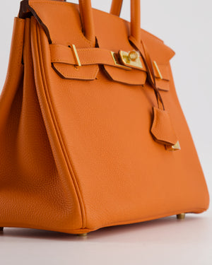 Hermès Birkin 30 Retourne Bag in Orange Togo Leather with Gold Hardware