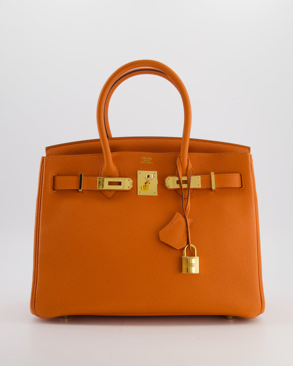 Hermès Birkin 30 Retourne Bag in Orange Togo Leather with Gold Hardware