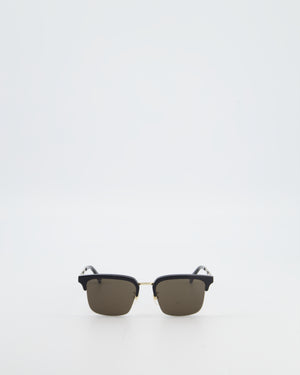 Gucci Black Rectangular Sunglasses with Gold Hardware