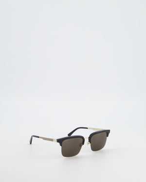 Gucci Black Rectangular Sunglasses with Gold Hardware