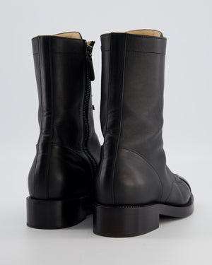 Chanel Black Lace Up CC Military Boots Size EU 39.5C
