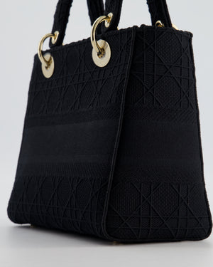 Christian Dior Black Medium Lady D-Lite Bag Bag in Cotton Cannage Canvas with Champagne Gold Hardware RRP £4,100