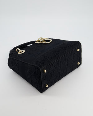 Christian Dior Black Medium Lady D-Lite Bag Bag in Cotton Cannage Canvas with Champagne Gold Hardware RRP £4,100