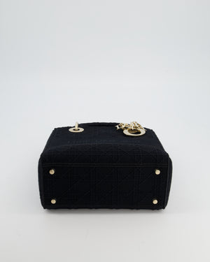 Christian Dior Black Medium Lady D-Lite Bag Bag in Cotton Cannage Canvas with Champagne Gold Hardware RRP £4,100