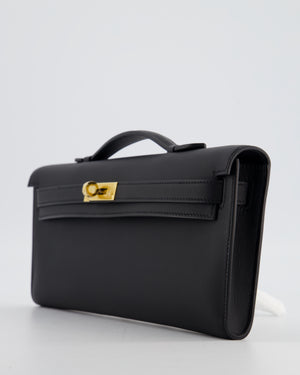*HOT & RARE* Hermès Kelly Cut Bag in Noir Swift Leather with Gold Hardware