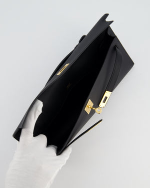 *HOT & RARE* Hermès Kelly Cut Bag in Noir Swift Leather with Gold Hardware