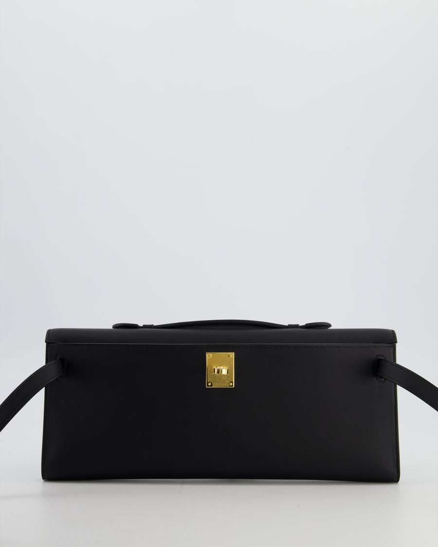 *HOT & RARE* Hermès Kelly Cut Bag in Noir Swift Leather with Gold Hardware