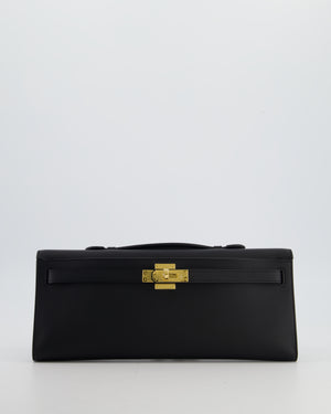 *HOT & RARE* Hermès Kelly Cut Bag in Noir Swift Leather with Gold Hardware