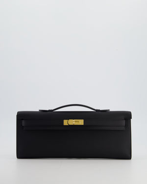 *HOT & RARE* Hermès Kelly Cut Bag in Noir Swift Leather with Gold Hardware