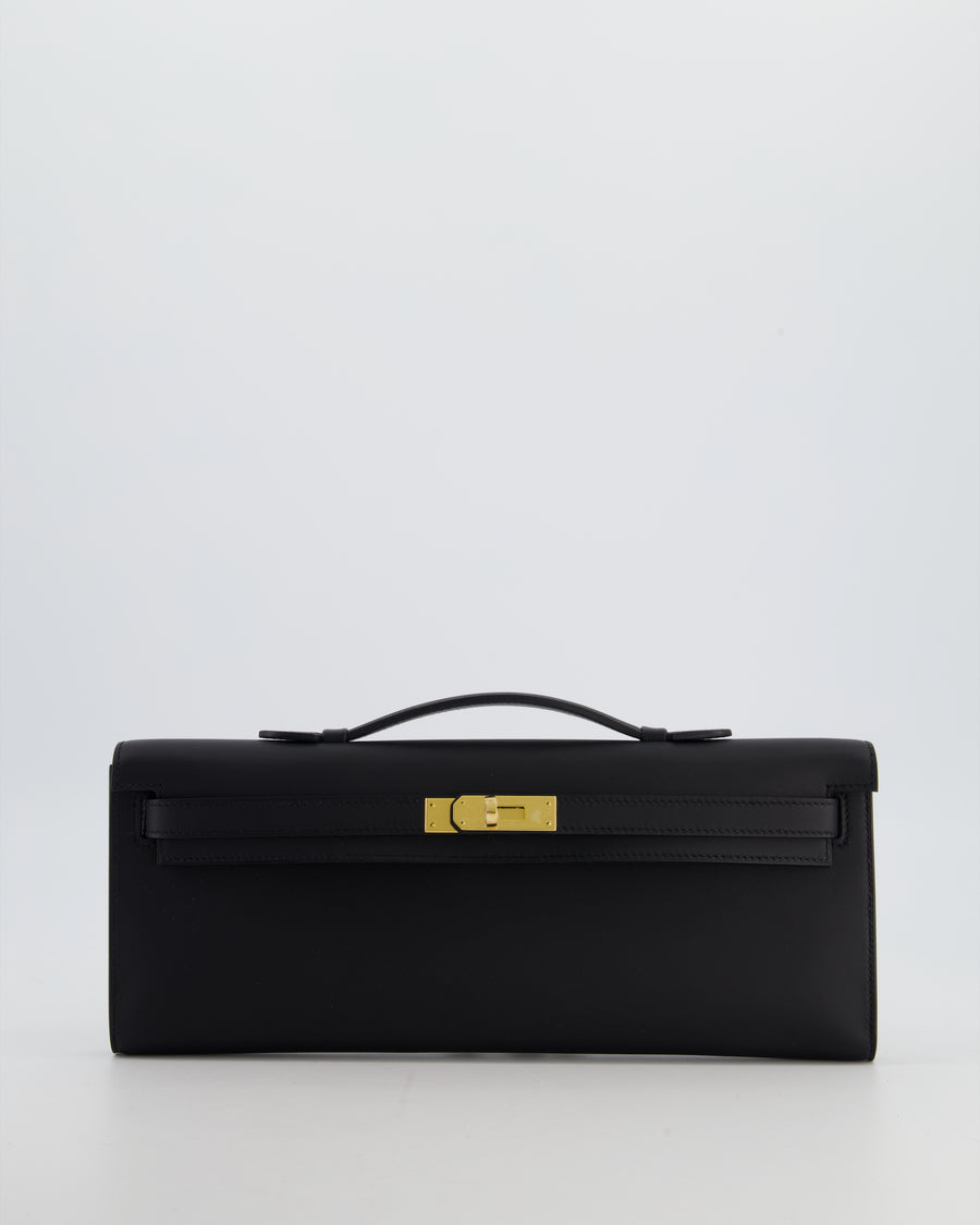 *HOT & RARE* Hermès Kelly Cut Bag in Noir Swift Leather with Gold Hardware