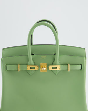 *HOT COLOUR* Hermès Birkin 25 Retourne Bag in Vert Criquet Swift Leather with Gold Hardware
