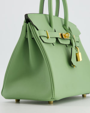 *HOT COLOUR* Hermès Birkin 25 Retourne Bag in Vert Criquet Swift Leather with Gold Hardware