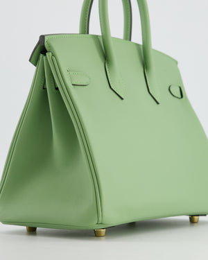 *HOT COLOUR* Hermès Birkin 25 Retourne Bag in Vert Criquet Swift Leather with Gold Hardware