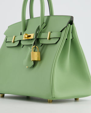 *HOT COLOUR* Hermès Birkin 25 Retourne Bag in Vert Criquet Swift Leather with Gold Hardware