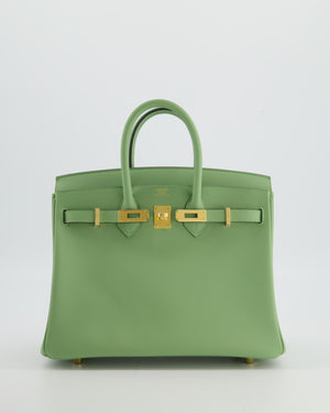 *HOT COLOUR* Hermès Birkin 25 Retourne Bag in Vert Criquet Swift Leather with Gold Hardware
