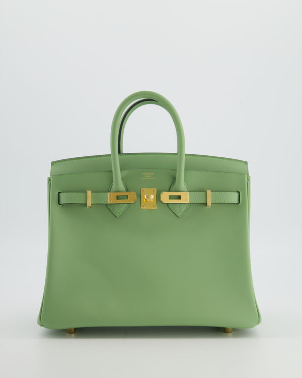 *HOT COLOUR* Hermès Birkin 25 Retourne Bag in Vert Criquet Swift Leather with Gold Hardware