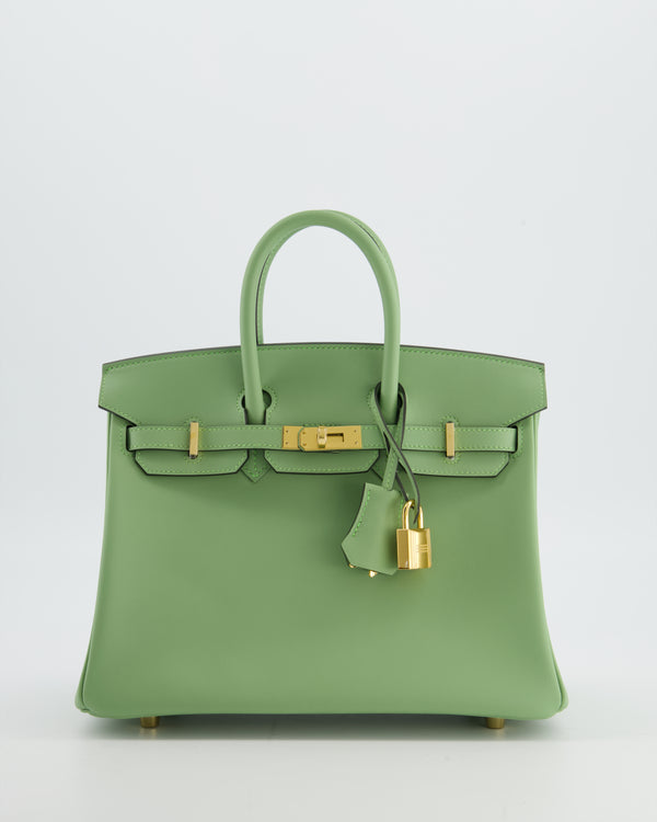 *HOT COLOUR* Hermès Birkin 25 Retourne Bag in Vert Criquet Swift Leather with Gold Hardware