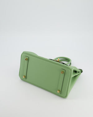 *HOT COLOUR* Hermès Birkin 25 Retourne Bag in Vert Criquet Swift Leather with Gold Hardware