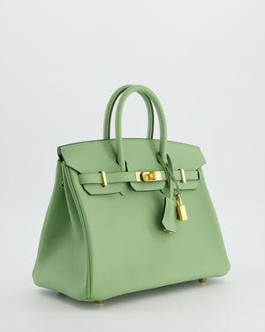 *HOT COLOUR* Hermès Birkin 25 Retourne Bag in Vert Criquet Swift Leather with Gold Hardware