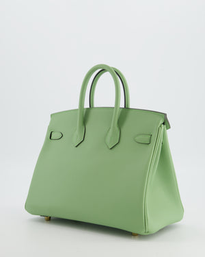 *HOT COLOUR* Hermès Birkin 25 Retourne Bag in Vert Criquet Swift Leather with Gold Hardware