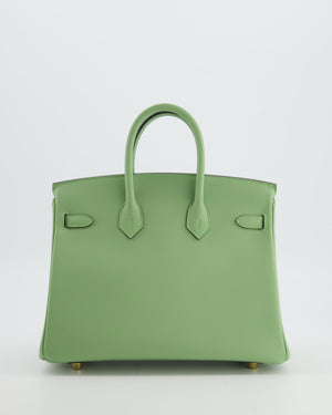*HOT COLOUR* Hermès Birkin 25 Retourne Bag in Vert Criquet Swift Leather with Gold Hardware