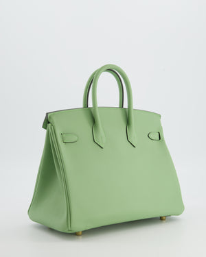 *HOT COLOUR* Hermès Birkin 25 Retourne Bag in Vert Criquet Swift Leather with Gold Hardware