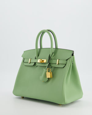 *HOT COLOUR* Hermès Birkin 25 Retourne Bag in Vert Criquet Swift Leather with Gold Hardware