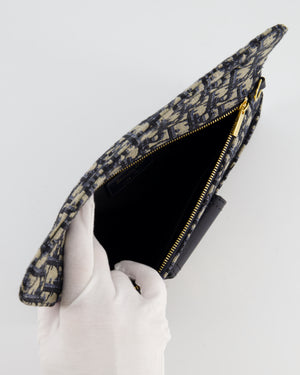 Christian Dior Ecru & Navy Oblique Canvas Dior Double Bag with Gold Hardware