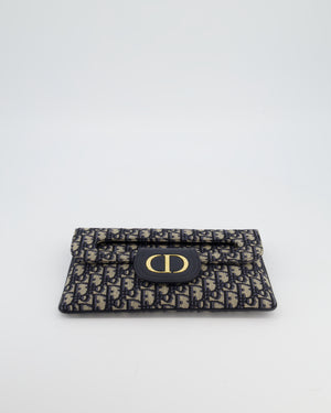 Christian Dior Ecru & Navy Oblique Canvas Dior Double Bag with Gold Hardware