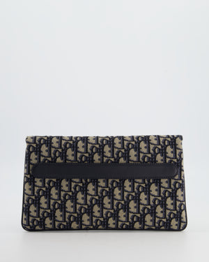 Christian Dior Ecru & Navy Oblique Canvas Dior Double Bag with Gold Hardware