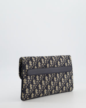 Christian Dior Ecru & Navy Oblique Canvas Dior Double Bag with Gold Hardware