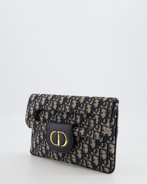 Christian Dior Ecru & Navy Oblique Canvas Dior Double Bag with Gold Hardware