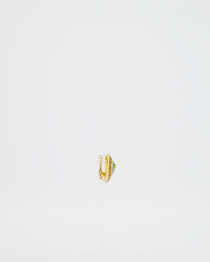 Chanel Vintage Gold and Turquoise Round Clip On Earrings with CC Logo Detail