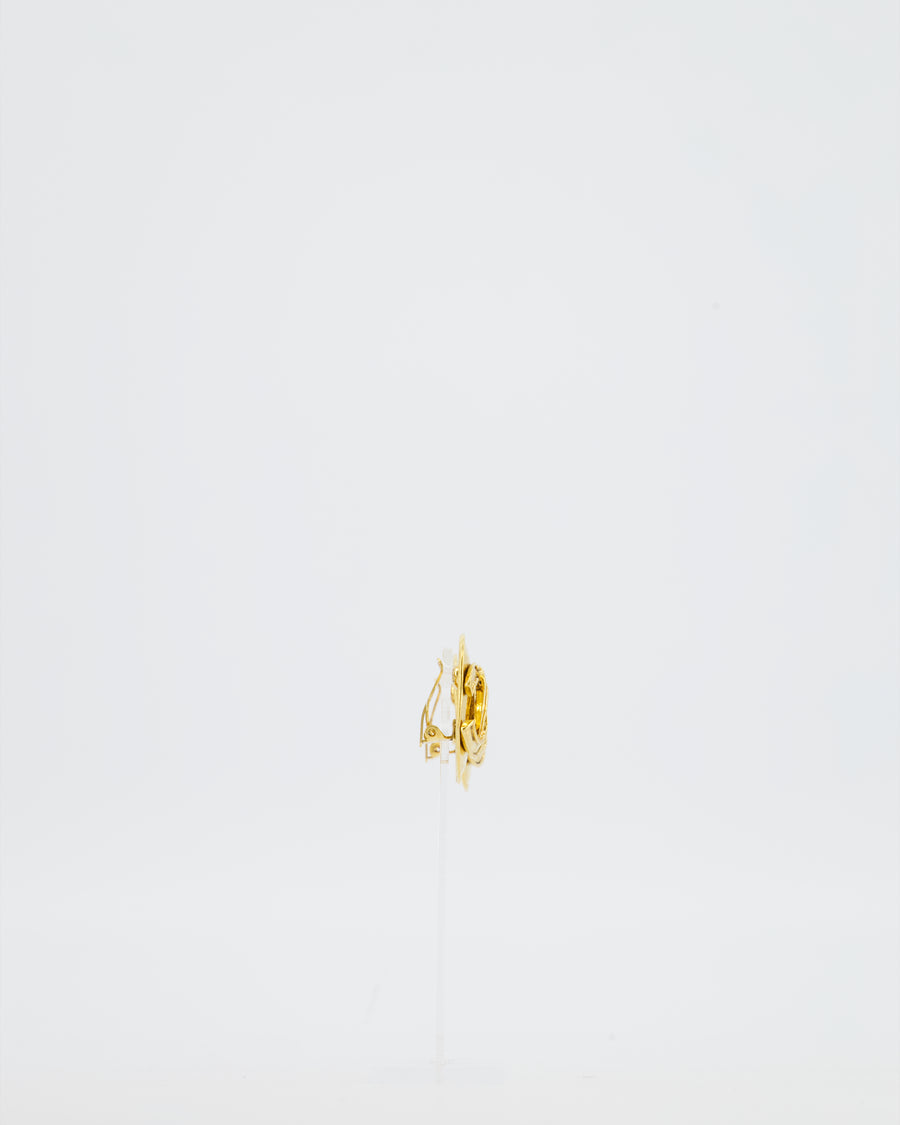 Chanel 94P Vintage Gold Medallion Clip On Earrings with CC Logo Detail