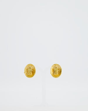 Chanel 94P Vintage Gold Medallion Clip On Earrings with CC Logo Detail