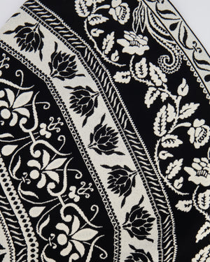 Alexander McQueen Black and White Short-Sleeved Mini Dress with Floral Print Details Size IT 44 (UK 12)