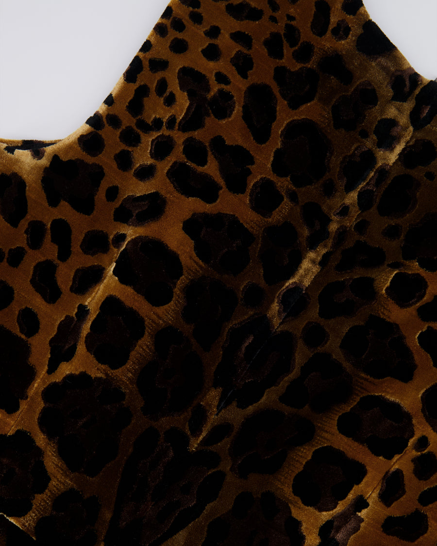 Dolce & Gabbana Brown Leopard Print Velours Sleeveless Mini Dress Size IT 44 (UK 12)