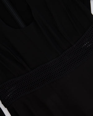 Zimmermann Black Long-Sleeved Maxi Dress with Front Cut-Out and Net Waistband Detail Size 2 (UK 12)