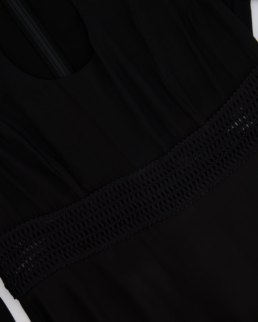 Zimmermann Black Long-Sleeved Maxi Dress with Front Cut-Out and Net Waistband Detail Size 2 (UK 12)