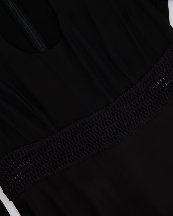 Zimmermann Black Long-Sleeved Maxi Dress with Front Cut-Out and Net Waistband Detail Size 2 (UK 12)