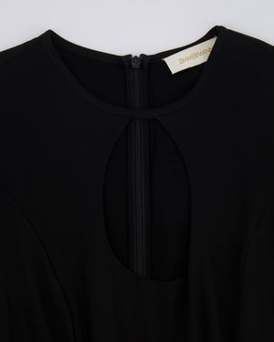 Zimmermann Black Long-Sleeved Maxi Dress with Front Cut-Out and Net Waistband Detail Size 2 (UK 12)