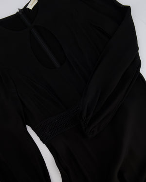 Zimmermann Black Long-Sleeved Maxi Dress with Front Cut-Out and Net Waistband Detail Size 2 (UK 12)