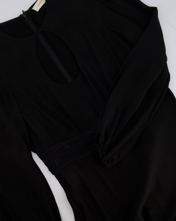 Zimmermann Black Long-Sleeved Maxi Dress with Front Cut-Out and Net Waistband Detail Size 2 (UK 12)