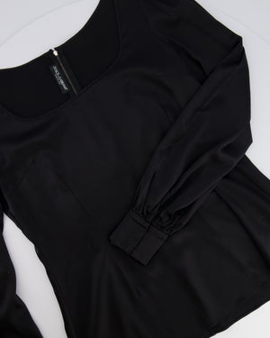 Dolce & Gabbana Black Silk Long-Sleeved Top Size IT 44 (UK 12)